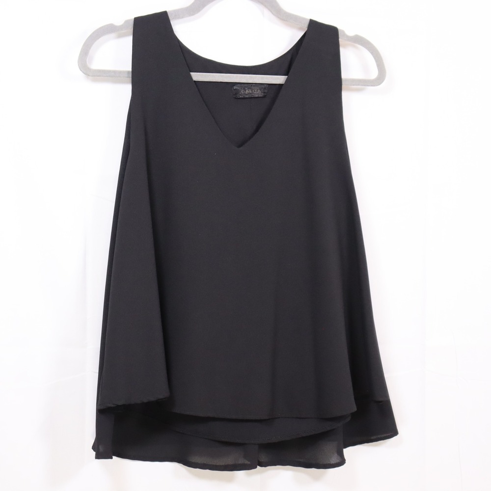 Galita Sleeveless V-Neck Top One Size‎ Black Womens Layered Flowy Blouse
